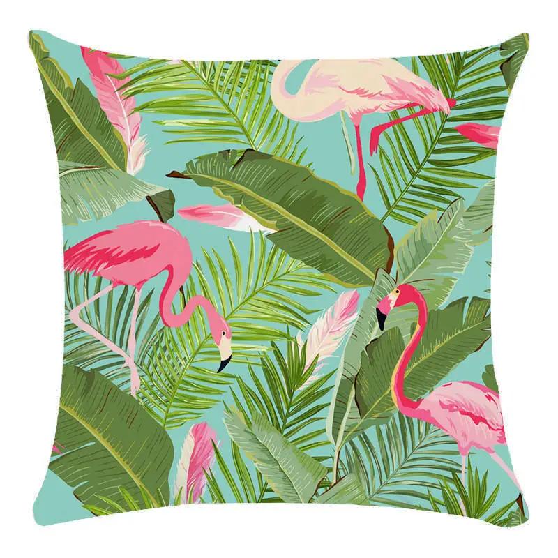 Green Leaf Flower Pillowcase Parrot Pattern Interior Home Pillow Suite Bedroom Sofa Bed Chair