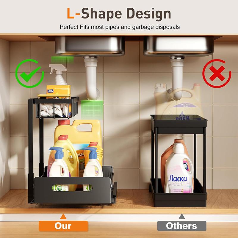 Двухуровневые органайзеры и хранение под раковину с выдвижным ящиком, многоцелевой органайзер для полки в ванной для хранения на кухне и в ванной