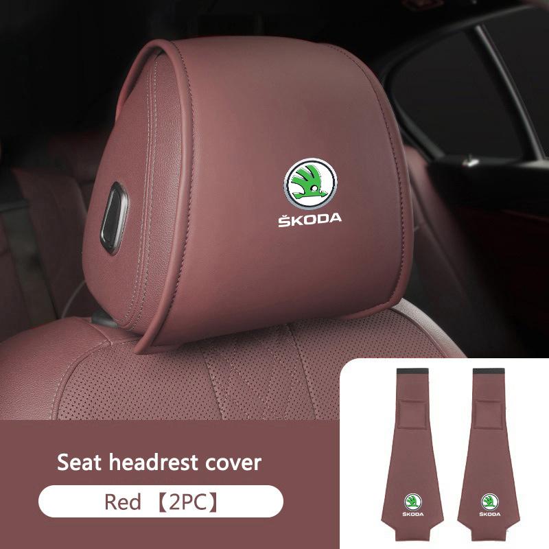 2pcs Car Headrest Cover Auto Head Headrest Cushion Neck Pillow Case For Skoda SUPERB RAPID KAROQ FABIA YETI Octavia KAMIQ KODIAQ