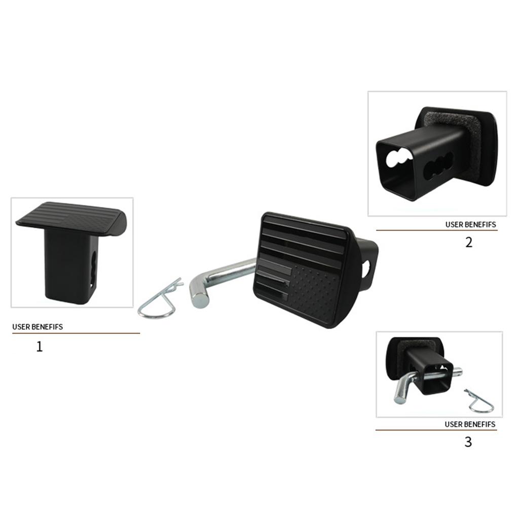 Металлическая крышка сцепного устройства с эмблемой американского флага и стопорным штифтом(Подходит для 2-дюймовых приемников Черный)