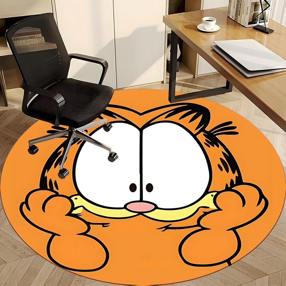 1pc Garfield Cat Office Round Area Rug,Bedroom Living Room Home Decor, Room Deco a1016124