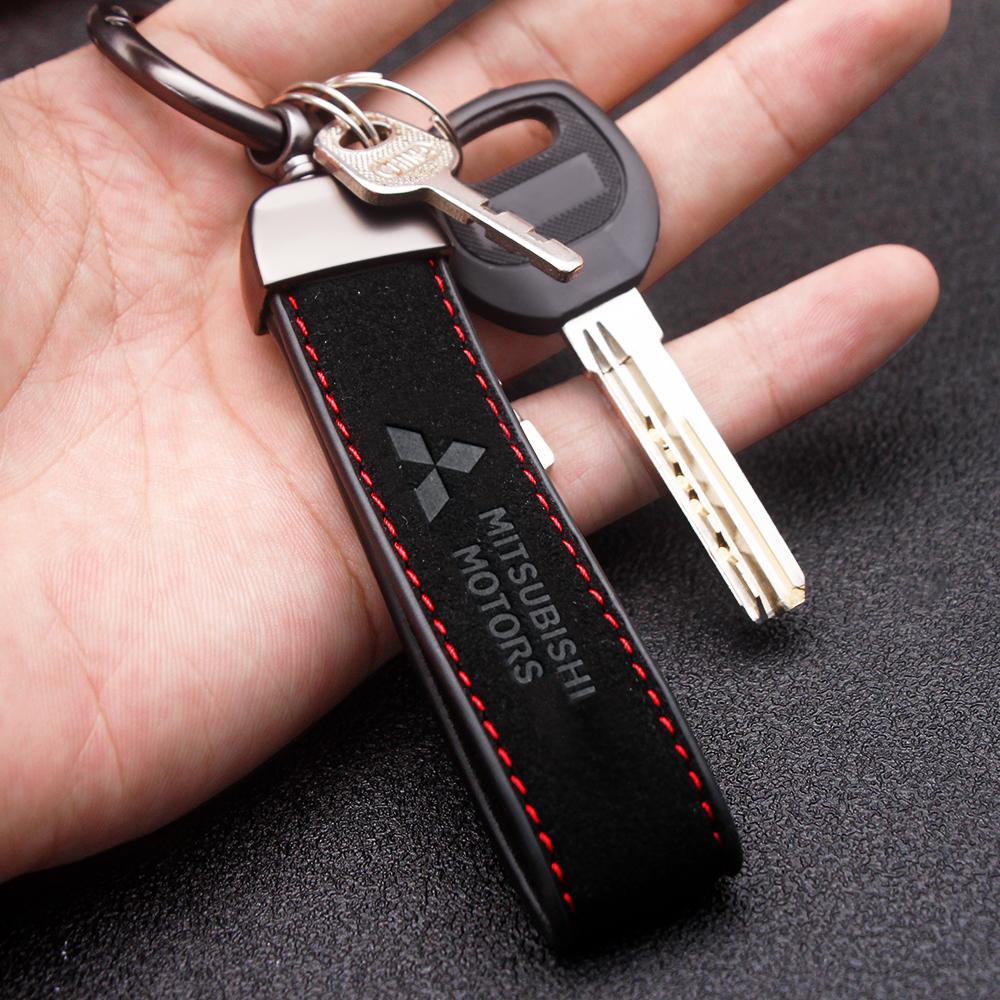 gzbf5 2026 Suede Leather Men Key Chain Rings Luxury Women Car Keychain For Mitsubishi Lancer ASX L200 Attrage Pajero Sport Accessories