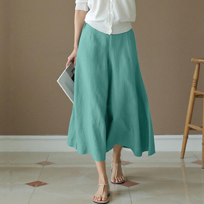 ZANZEA Женские повседневные свободные летние укороченные брюки с эластичной резинкой на талии