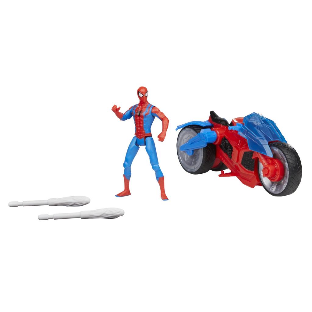Hasbro Marvel Web Blast игровой набор размером 4 дюйма с 2 снарядами для детей от 4 лет F6899 Подлинный продукт Мотоцикл Человека-паука, (10 см) фигура, транспортное средство,