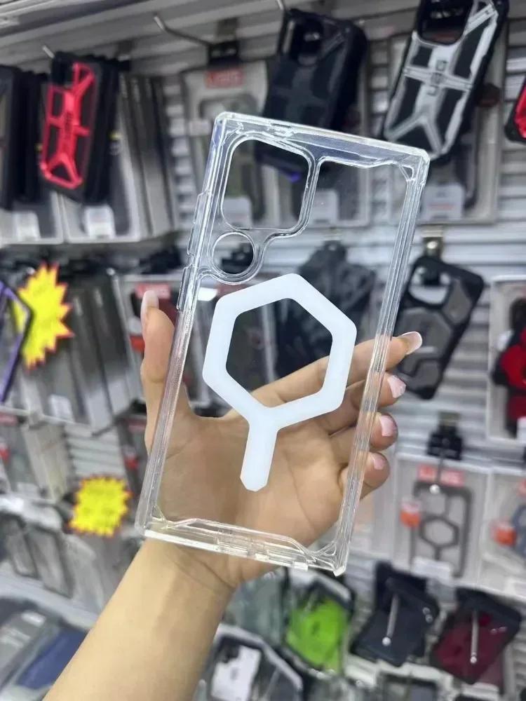 Устойчивый к царапинам прочный чехол UA для Samsung Galaxy S25 Ultra Plus 5G с магнитной защитой военного класса, прозрачный чехол