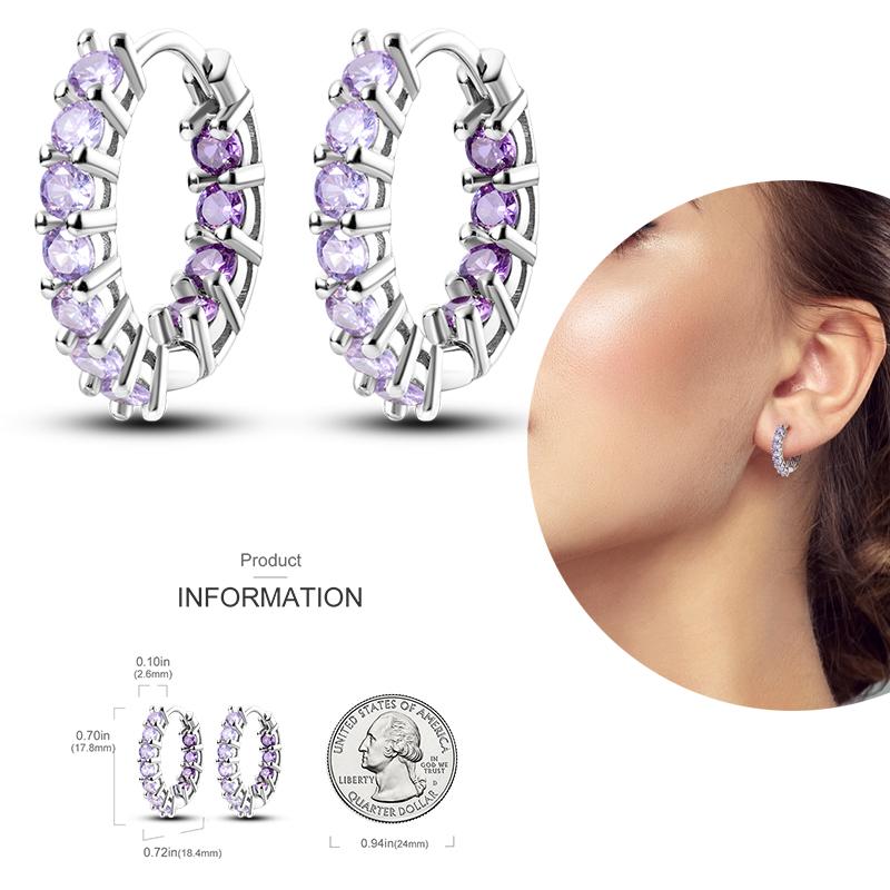 Hoop Earrings for Women Silver Plated Sparkling Pave CZ U Shape Star Moon Feather Luxury Fine Engagement Wedding Earring