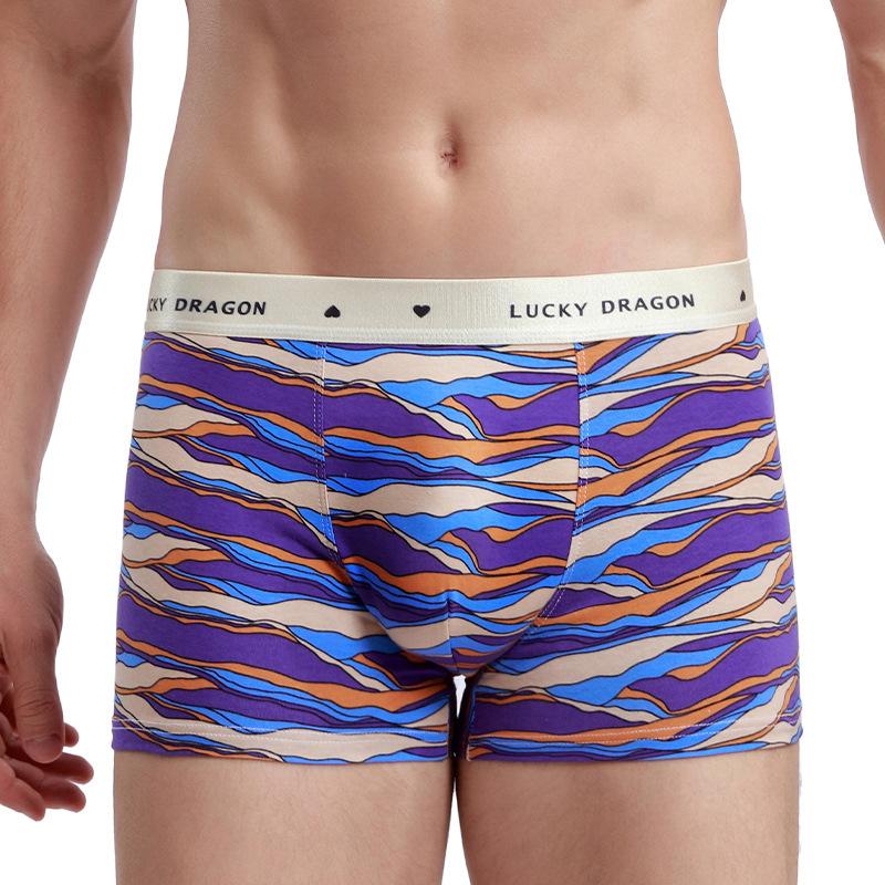 Новые мужские хлопковые трусы-боксеры с принтом, мужские дышащие четырехугольные короткие трусы-боксеры