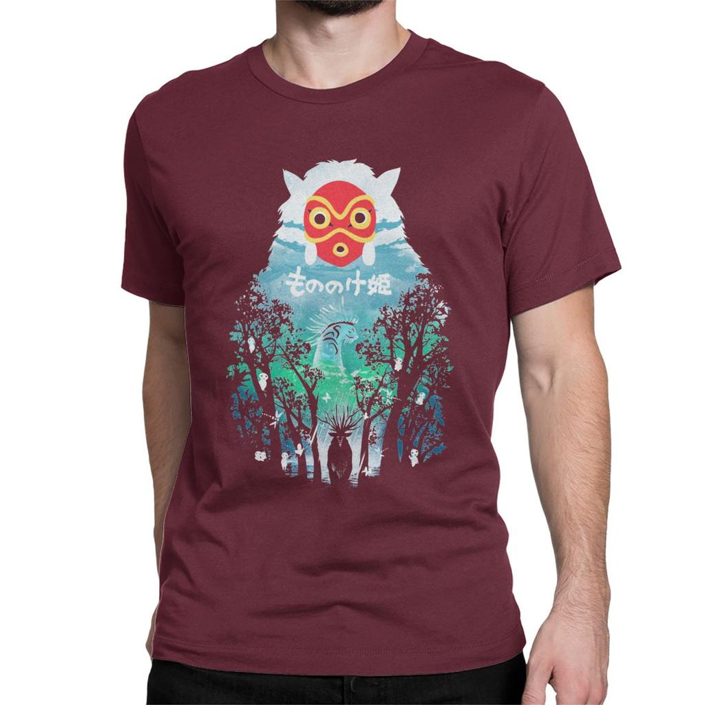 Vintage River Flows In You T Shirt For Men Pure Cotton T Shirts Princess Mononoke Ghibli