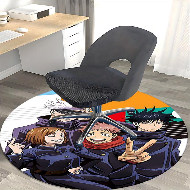 1pc Anime Cartoon Design Round Carpet Office Chair Mat, NonSlip Rug for Home Decor