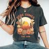 Round-neck Pure Cotton Washed Distressed Top T-shirt with Loose Short Sleeves