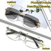 Rimless Cutting Edge Multifocal Photochromic Reading Glasses Color-changing Presbyopia Glasses Blocking Eye Protection Eyewear