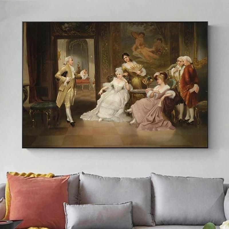 Винтажные картины на холсте в стиле ретро, ​​королевские вечерние портретные постеры и принты, настенное искусство для украшения стен гостиной, Cuadros