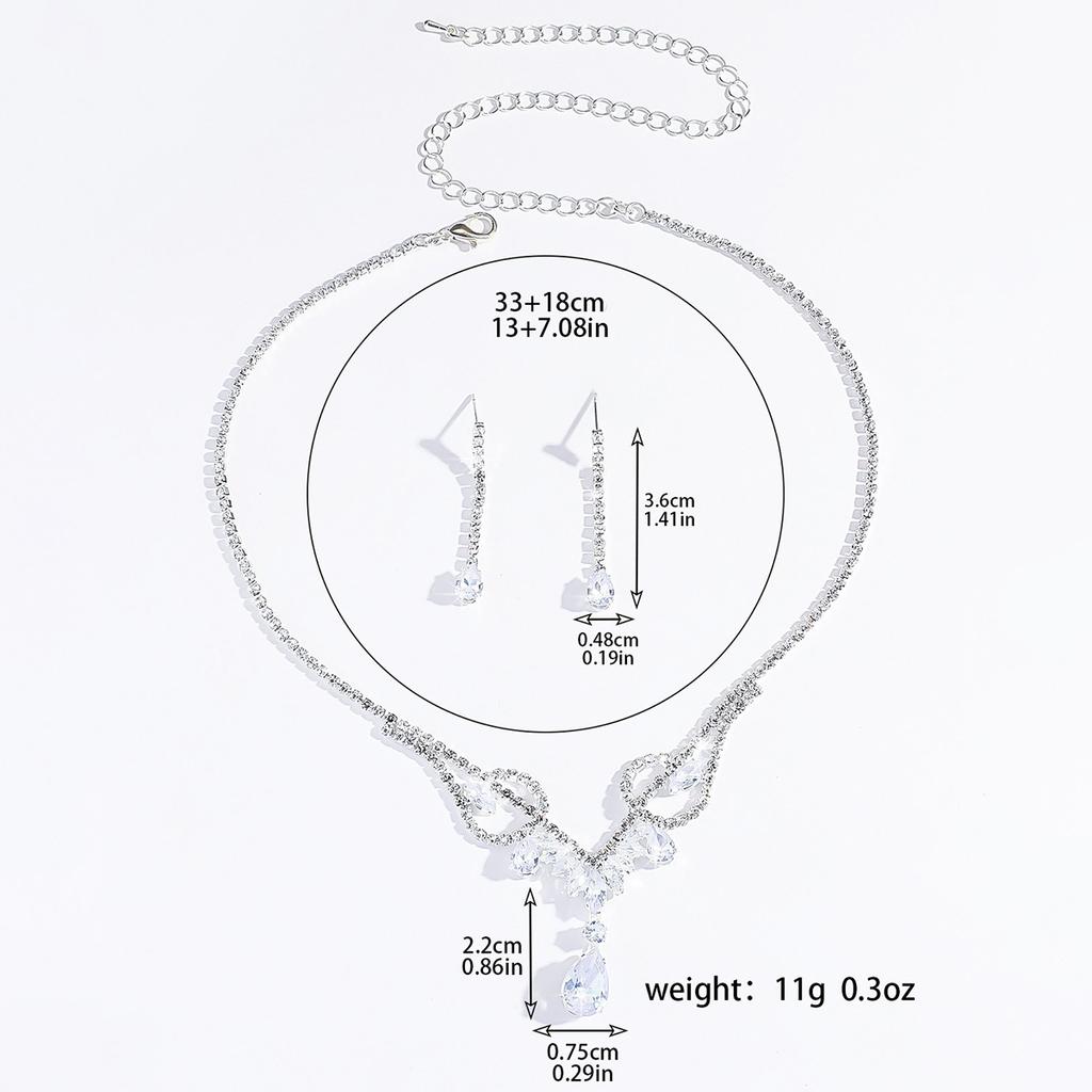 Набор из 3 модных женских колье и серег с дизайном из стразов и капель воды, подходит для свадеб, вечеринок и h