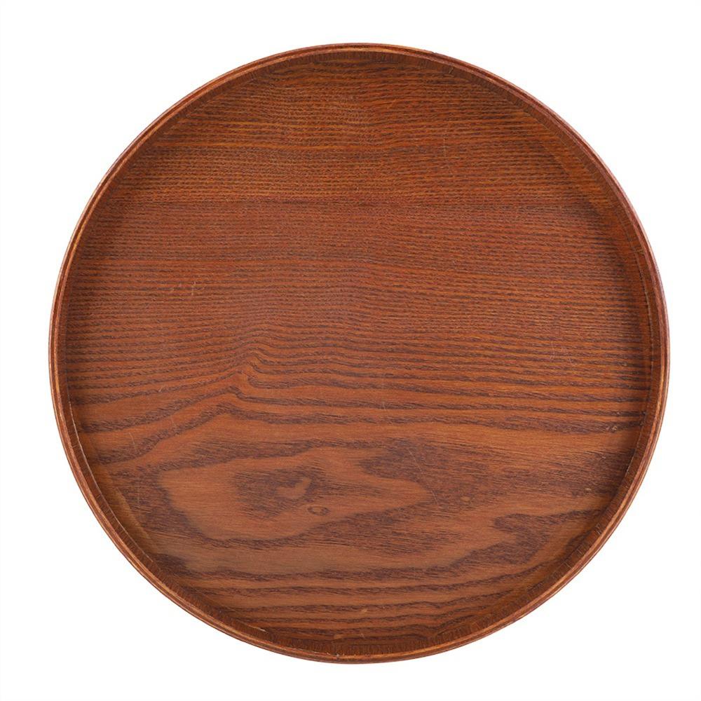 Solid Wood Wooden Plate Round Shape Food Server Coffee Serving Tea Tray  Restaurant