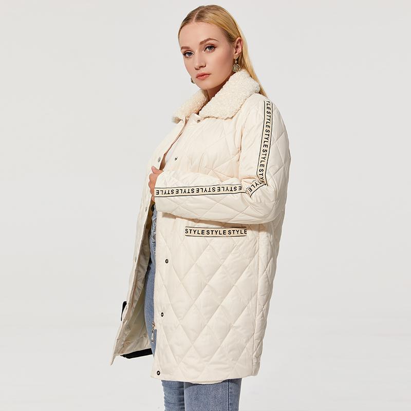 Astrid Весенняя хлопковая стеганая куртка, модная теплая куртка с меховой молнией и буквенным принтом, парки