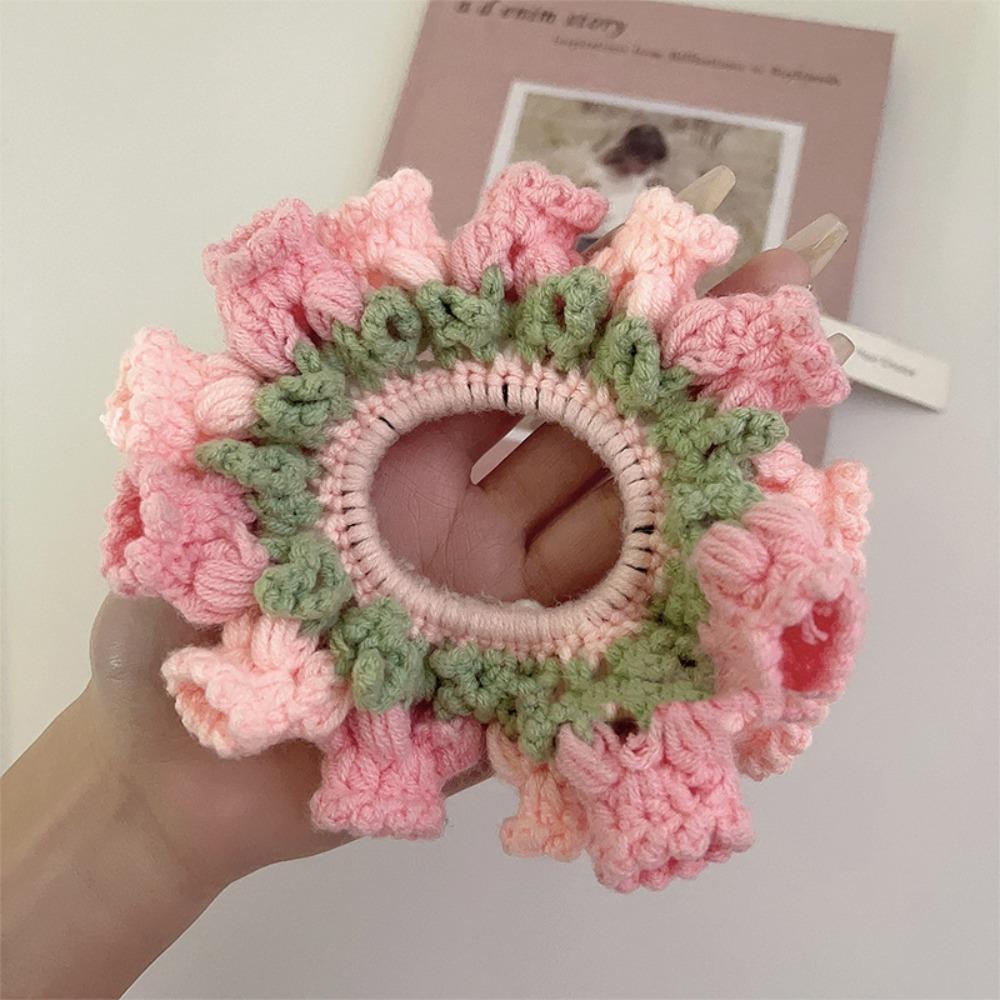 Elastic Knitted Hair Rope Handmade Sweet Hair Tie Cute Crocheted Flower Scrunchies Party