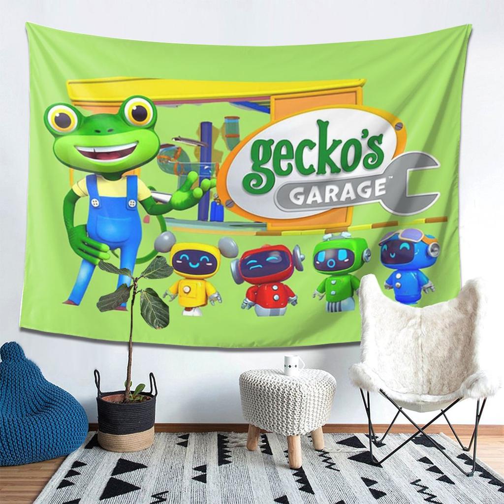Geckos Garage Kids Tapestry Wall Hanging Aesthetic Home Decoration Tapestries for Living Room Bedroom