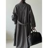 Johnature Retro Loose Large Pocket Trench Coat For Women Autumn Korean-Style Casual Lapel Tie-Waist Versatile Coats