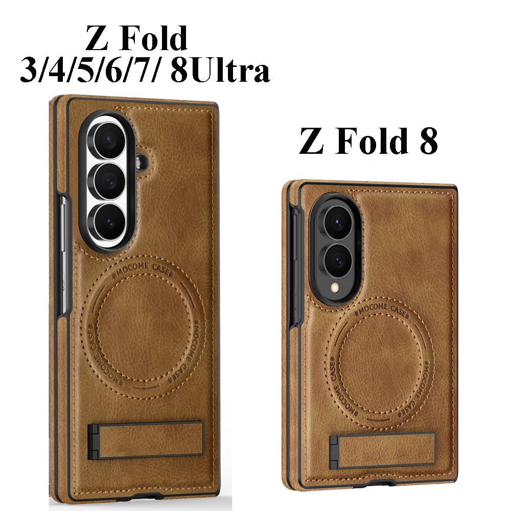 Магнитный кожаный чехол для Samsung Galaxy Z Fold 8 Ultra 7 6 5 4 3 Fold8 С подставкой Беспроводная зарядка Ударопрочный чехол для телефона