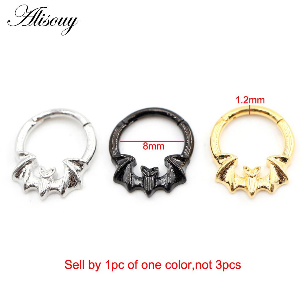 Alisouy 1PC Нержавеющая сталь Летучая мышь Пчела Змея Лист Нос Кольцо Daith Пирсинг Украшения Серьги-кольца для козелка хряща Спиральные серьги