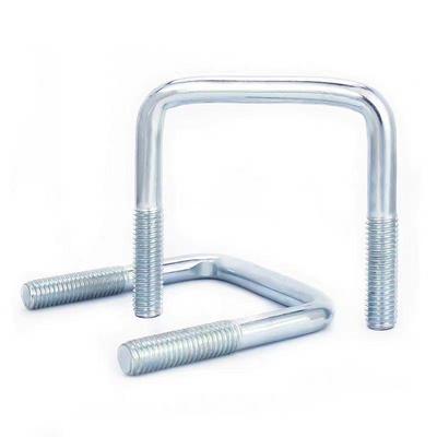 Зажим U-образный с синим и белым цинковым покрытием (Прямой угол) - Размеры: М6, М8, М10, М12