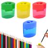 Double Hole Pencil Sharpener with Lid Plastic Manual Pencil Sharpener Portable Colored Pencil Sharpener for Kids Adults Students School Office