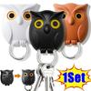 Wall Mounted Owl Key Hook Will Open Eyes Hanging Rack Keychain Organizer Hooks  Home Decoration