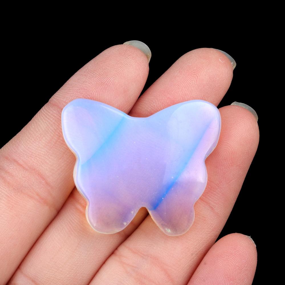 1Pc Reiki Healing Crystal Carved Butterfly Ornament Decoration,Natural Stone Gemstone Energy Generator for Home Decor Jewelry Gifts 32-35x26-30 Mm