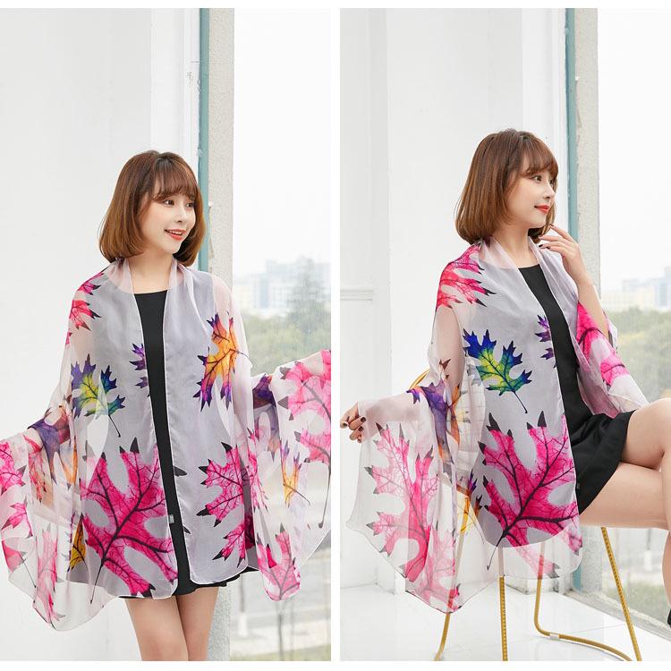 Women's Chiffon Scarf - Lightweight, Printed Sun Protection for Spring, Summer, Fall - Versatile Beach Shawl