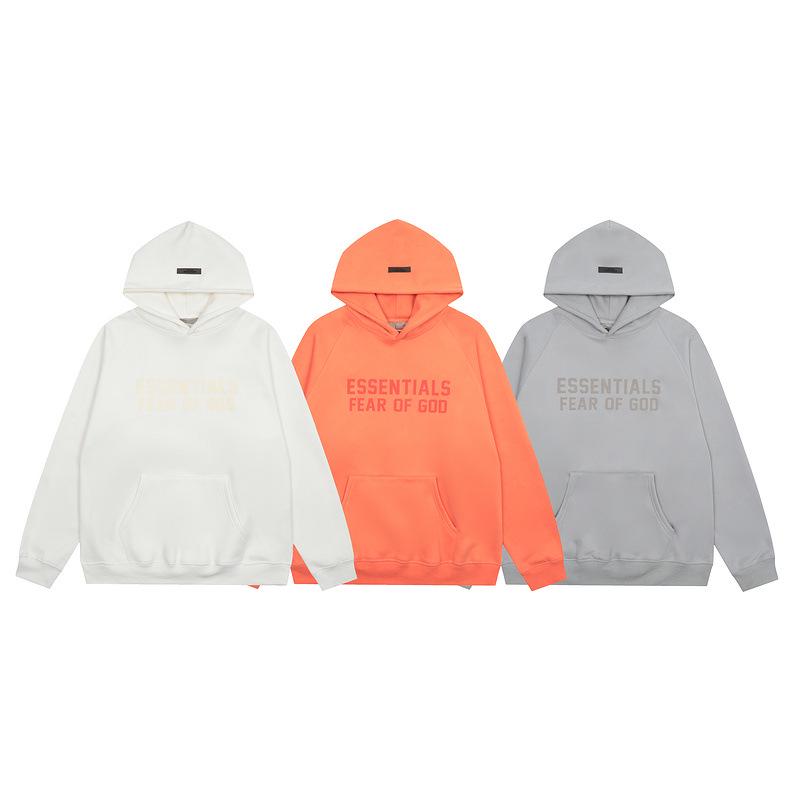 High Street Trend Brand ESSENTIALS Fleece-Lined Heavyweight Flocked Letter Hoodie for Men & Women