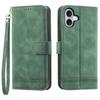 DIERFENG DF-03 For iPhone 17 Case Lines Imprint Wallet Leather Phone Cover with Wrist Strap
