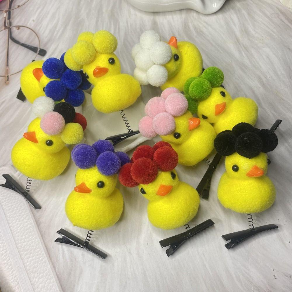 10 шт., плюшевая весенняя заколка для волос, маленькая желтая утка, утконос, заколка, аксессуар для волос