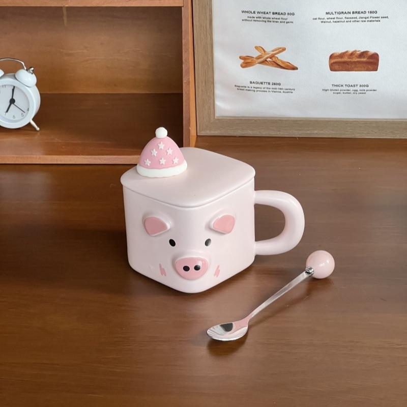 Birthday Gift for Girls, Bear with Lid Spoon, Ceramic Mug, Couple Coffee, Water Cup, Gift