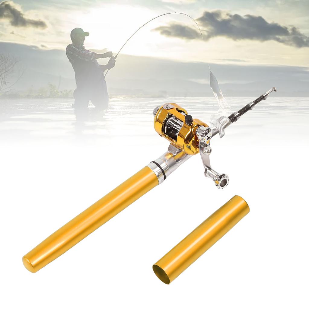 Miniature Pen Fishing Rod Portable Size Fishing Pole with Reel Wheel for Outdoor