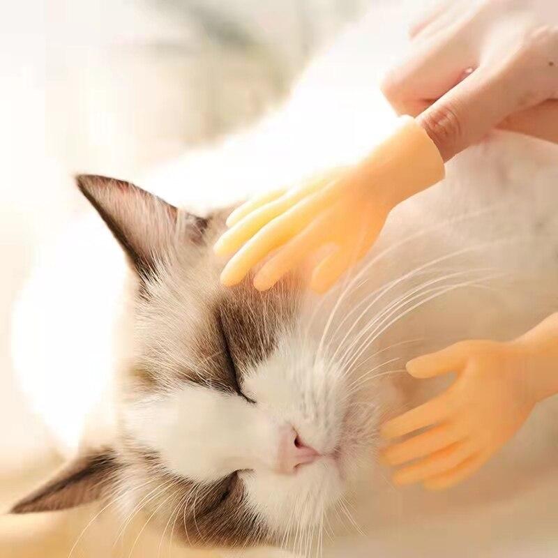 1 пара игрушек для кошек, массажные перчатки, набор для маленьких пальчиков, забавные пальчиковые игрушки для кошек, товары для животных