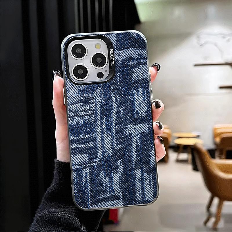Мягкий чехол для телефона с ретро-джинсовым узором для iPhone 15 16 17 Pro Max 17Air 16E 14 Plus 13 12 Mini Ударопрочная задняя крышка