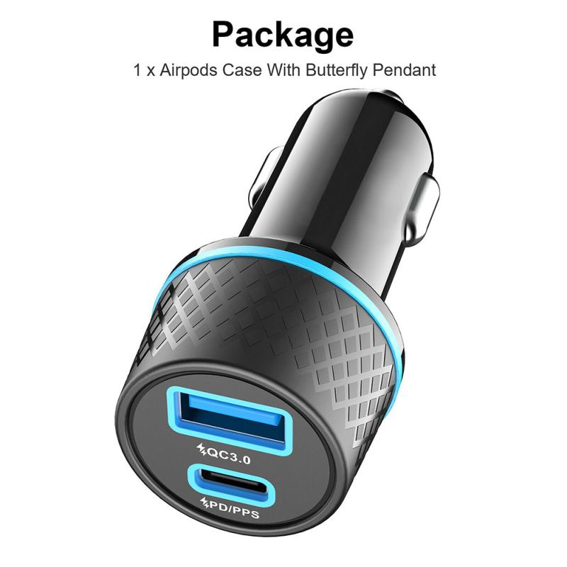 Автомобильное зарядное устройство USB Qc3.0 Двухканальное Адаптер Ультрабыстрой Зарядки Pd20w С Синим Мягким Светодиодным Индикатором Для