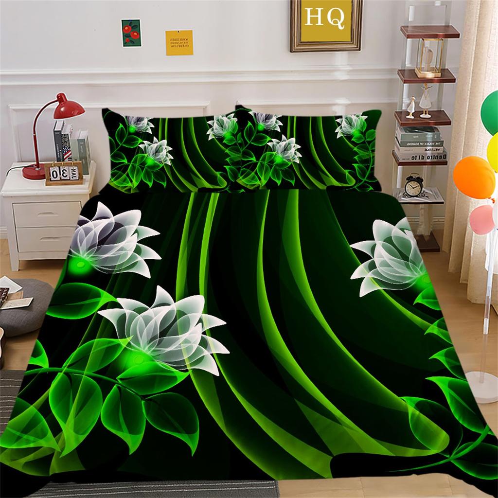 3D Цветочный комплект постельного белья «Морской цветок» Серия «Цветок» Одеяло и наволочка 2/3 шт. AU180 * 210 Полный размер Мягкие и легко чистящиеся украшения для дома