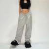 Deeptown Gray Sweatpants Women Wide Leg Black Joggers Classic Baggy Streetwear Oversized Sports Female Trousers All-match