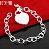 925 Sterling Silver Heart Pendant Bracelet Gift Wedding Jewelry