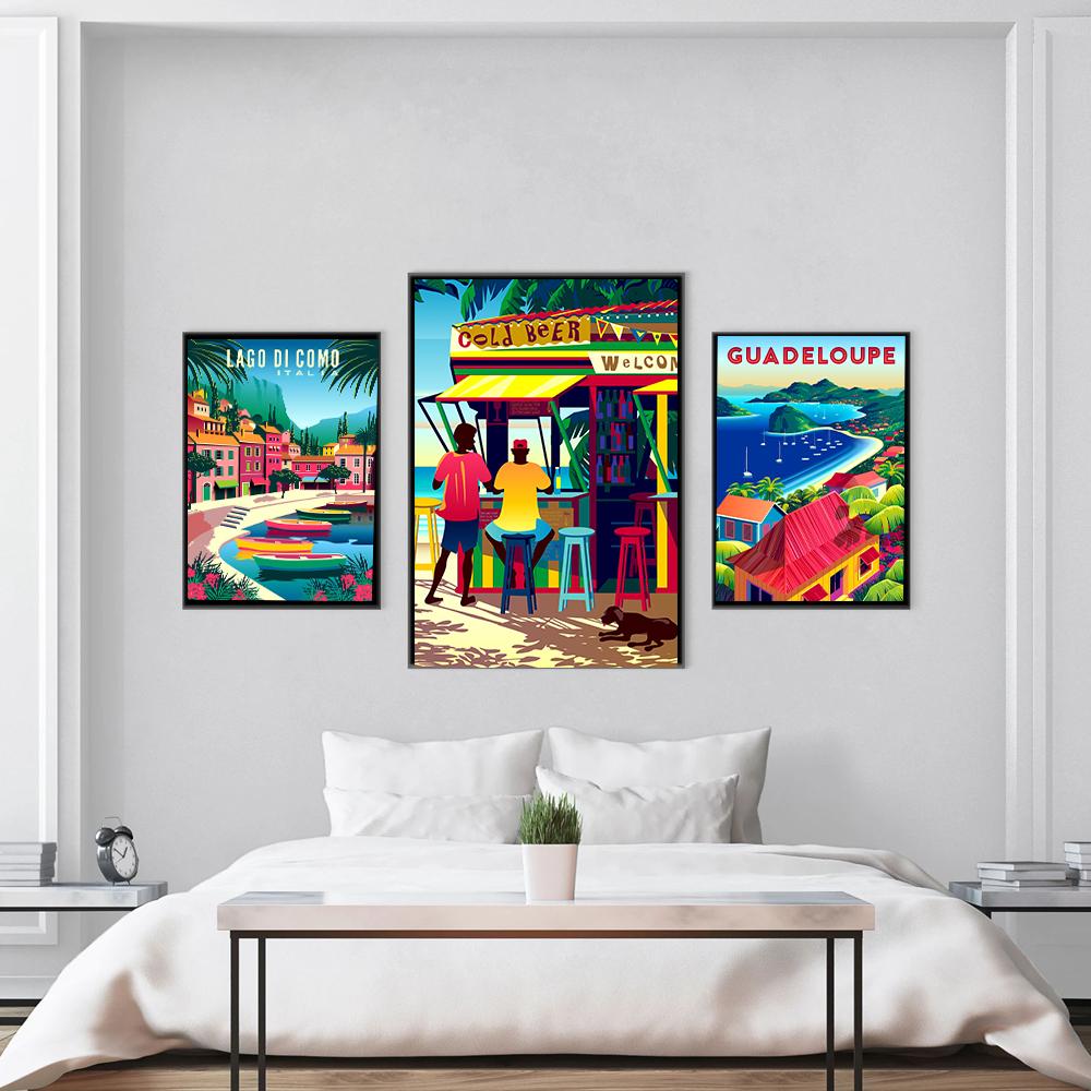 Италия Африка Марокко Путешествие Винтаж Домашнее украшение Пейзаж Традиционный пляж Плакат Винтаж