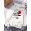 Japanese Cherry Blossoms Printing Hoodies Womens Winter Fleece Warm Sweatshirts Casual Pocket Tops Street Womans