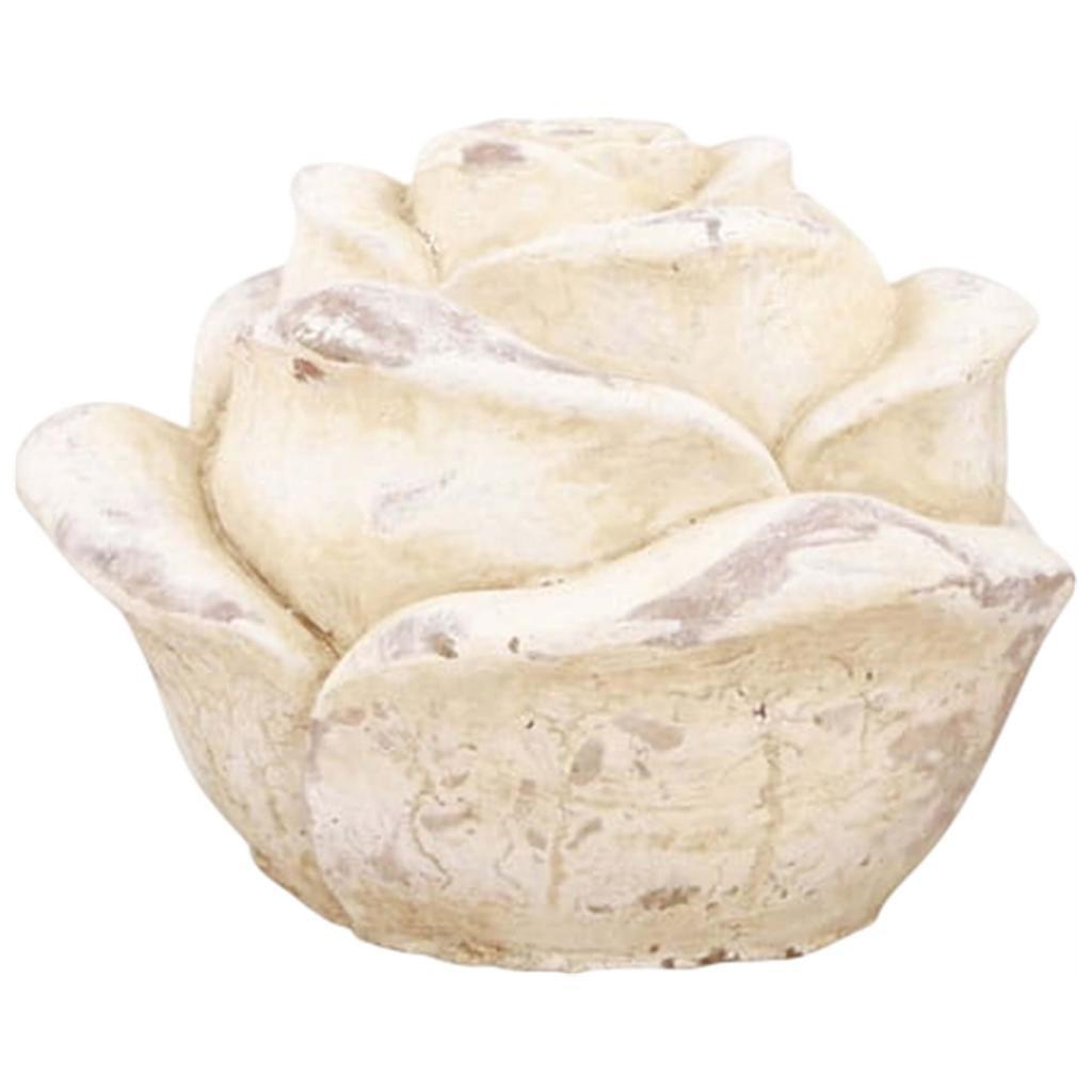 Intentionally aged decorative ecru cement rose