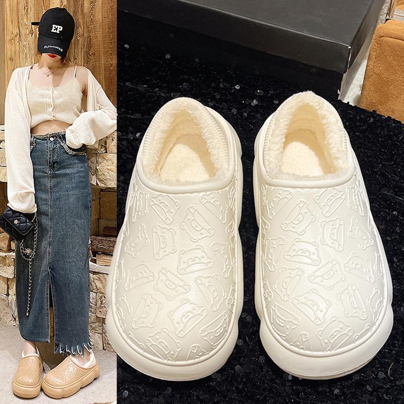 Женская хлопковая обувь, зимняя, новая, милая, для пары, для дома, на толстой подошве, теплые тапочки, мужская, плюшевая, нескользящая, водонепроницаемая, повседневная обувь