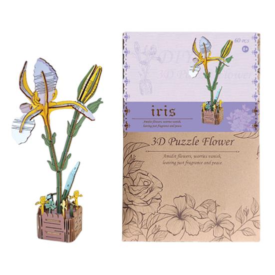 3D Wooden Flower Puzzle Kit for Adults DIY Botanical Bouquet Building Set Wood Sunflower/Rose Floral Craft Kit for Stress Relief Mother's Day