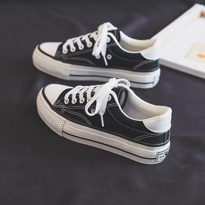 Платформенные парусиновые туфли осень новые низкие резиновые туфли студентки универсальные повседневные туфли увеличивающие рост