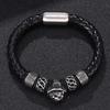 Модные браслеты из стальных бусин с головой льва, мужские черные кожаные браслеты с застежкой, ювелирные изделия в подарок