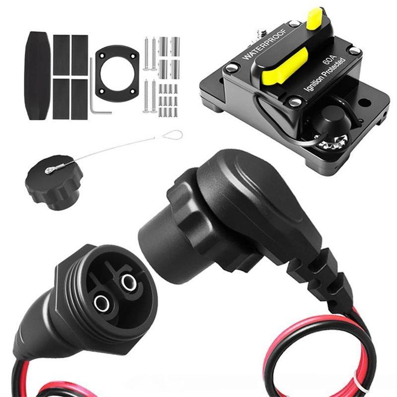 MKR-26 MKR-27 MKR-28 Marine Trolling Motor Plug Receptacle Circuit Br Breaker Kit 1865120 1865115 60A Kota Freshwater Saltwater