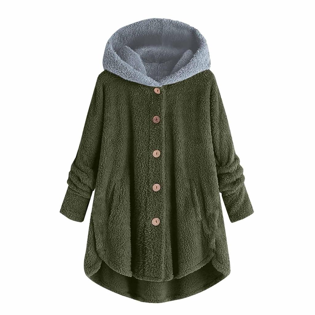 Women's Fashion Stitching Loose Hoodies Long Sleeve Plush Coat