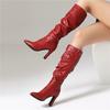 Женские ботильоны на высоком каблуке осень и зима новые простые темпераментные однотонные больших размеров универсальные полусапоги